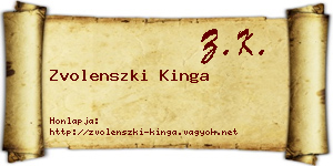 Zvolenszki Kinga névjegykártya